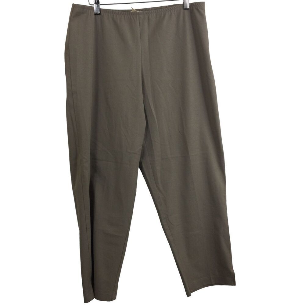 Eileen Fisher Organic Cotton Stretch Waist Twill Cropped Pants Brown Size Large
